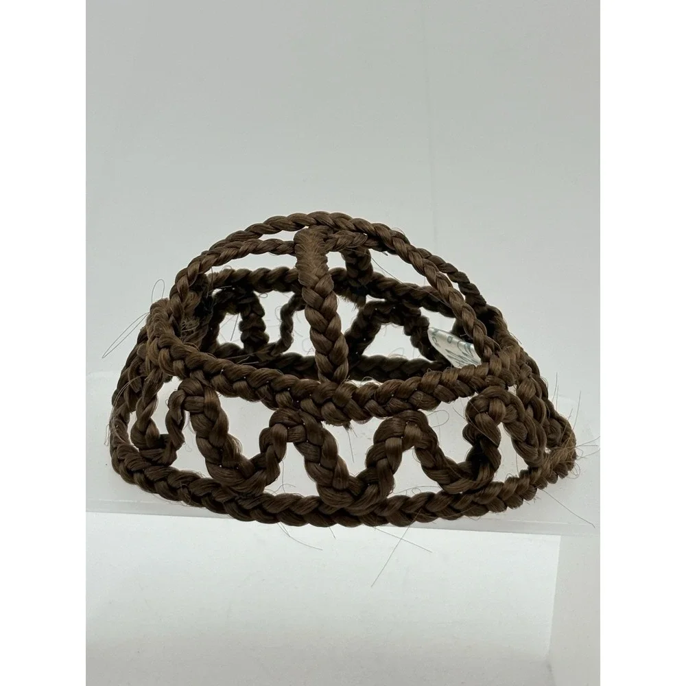 Vintage 1950s Edith Imre Human Hair Braided Bun Cover Made France Brown